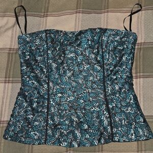 WHBM Flutter Pleatex Butterfly Pleated Teal Bustier